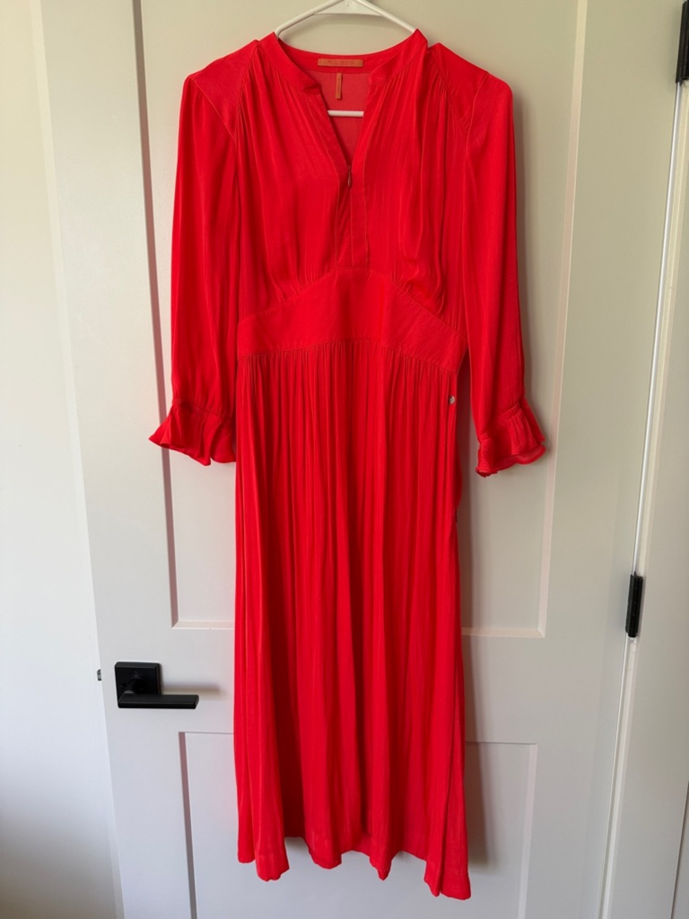 Scotch & Soda Vibrant Orange Maxi Dress with Ruffled Cuffs